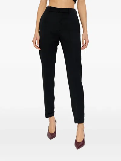 Attico Turn-up Hem Trousers In Black