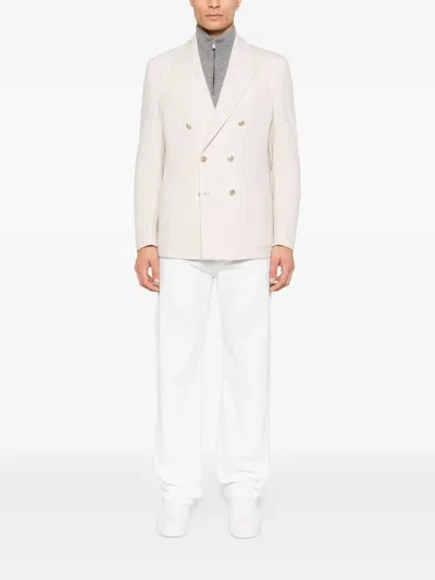 Eleventy Double-breasted Blazer In Neutral