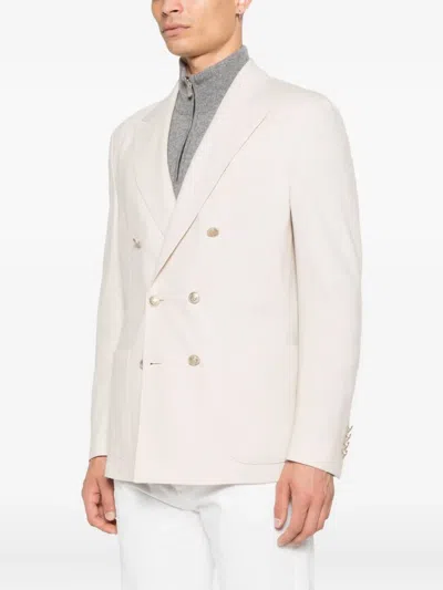Eleventy Double-breasted Blazer In Neutral