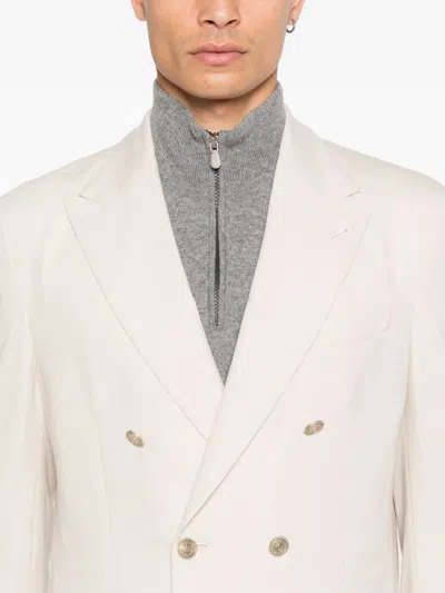 Eleventy Double-breasted Blazer In Neutral