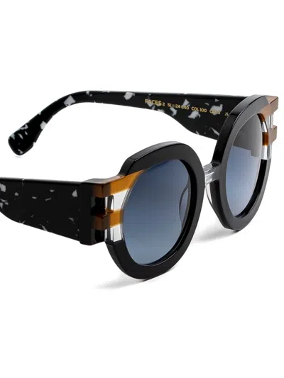 Face À Face Faces2 Round-frame Sunglasses In Black