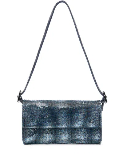 Benedetta Bruzziches Crystal-embellished Clutch Bag With Adjustable Strap In Blue