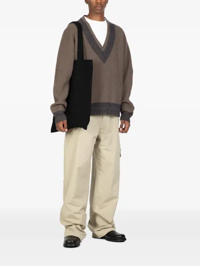 Grifoni V-neck Sweater In Brown