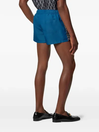 Versace Drawstring Swim Shorts In Blue
