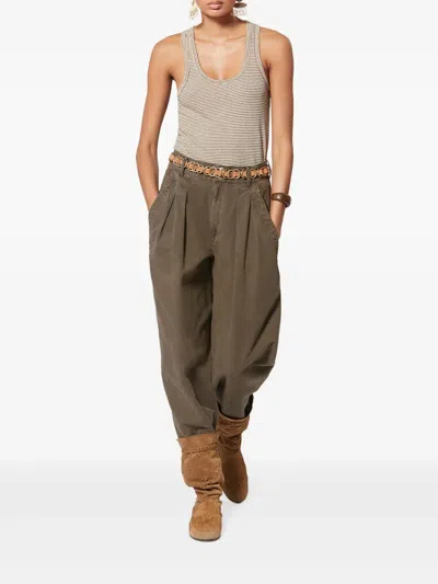 Isabel Marant Étoile Nadine Pleated-details Trousers In Brown