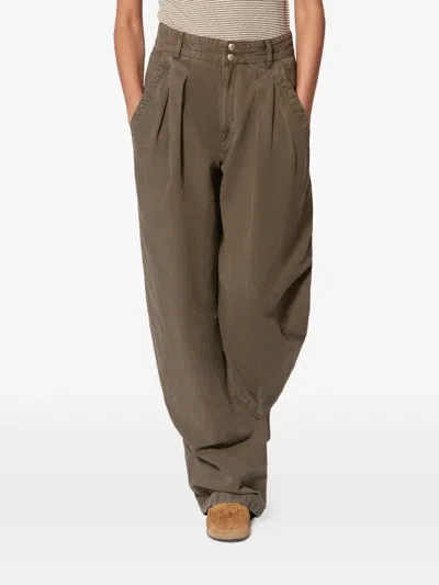 Isabel Marant Étoile Nadine Pleated-details Trousers In Brown