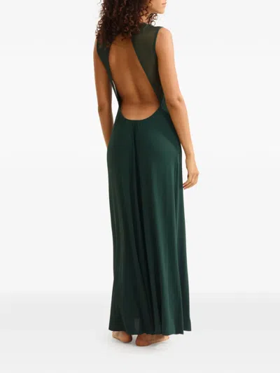 Eres Scene Mesh-trimmed Jersey Maxi Dress In Green