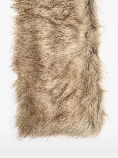 Gestuz Faux-fur Scarf In Brown