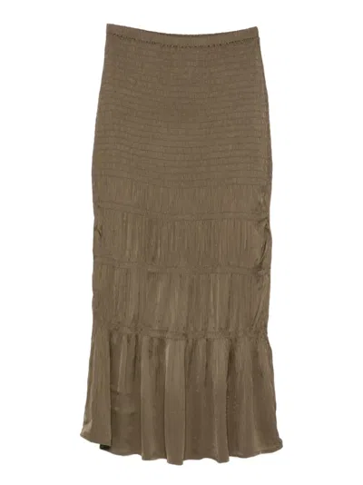 By Malene Birger Ilona Shirred Ruffled Maxi Skirt In Green