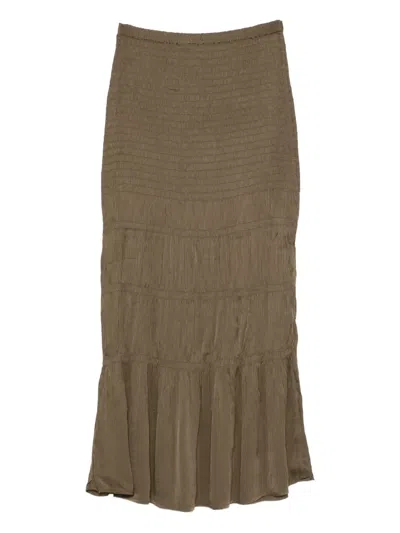 By Malene Birger Ilona Shirred Ruffled Maxi Skirt In Green