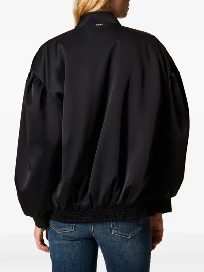 Twinset Gathering Duchesse Bomber Jacket In Black