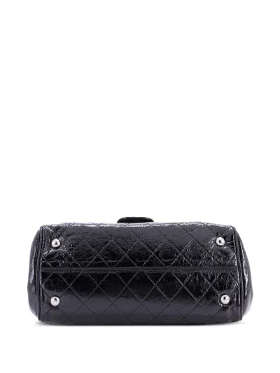 Pre-owned Chanel Ritz Flap Bag Quilted Patent Large Shoulder Bag In Black