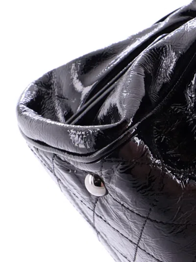 Pre-owned Chanel Ritz Flap Bag Quilted Patent Large Shoulder Bag In Black