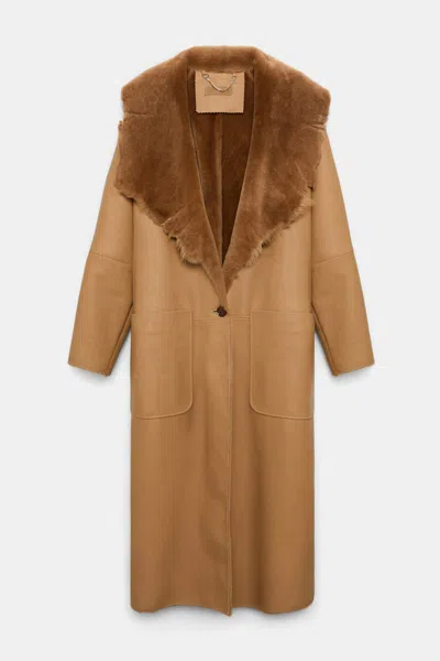 Dorothee Schumacher Lambskin Coat With Fur Inside In Brown