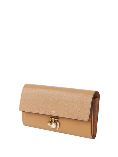 Chloé Beige Leather Wallet In Brown