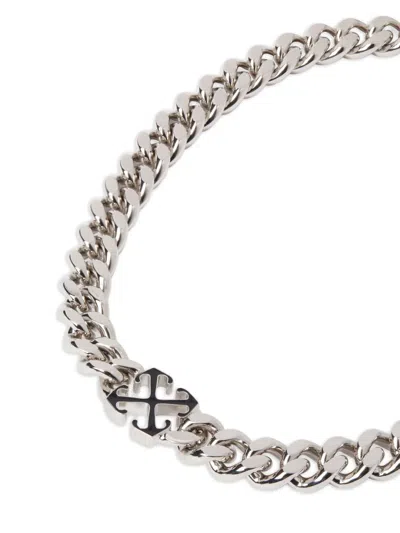Off-white Enamel Arrow Chain Necklace In Silver