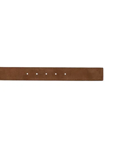 Fendi Men Brown Belt With Ff Buckle Closure In Suede Man In Brown