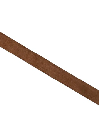 Fendi Men Brown Belt With Ff Buckle Closure In Suede Man In Brown