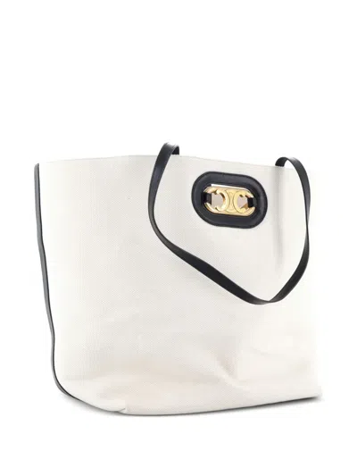 Pre-owned Celine Cabas Maillon Triomphe Bag Canvas Tote Bag In Neutral