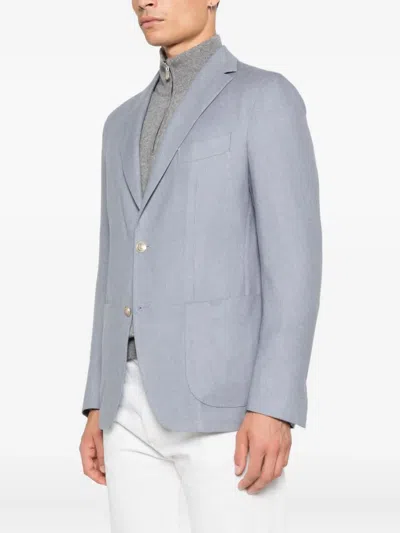 Eleventy Patch-pocket Single-breasted Blazer In Blue