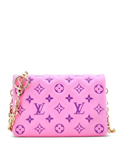 Pre-owned Louis Vuitton Coussin Pochette Monogram Embossed Lambskin Crossbody Bag In Pink
