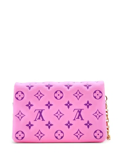 Pre-owned Louis Vuitton Coussin Pochette Monogram Embossed Lambskin Crossbody Bag In Pink