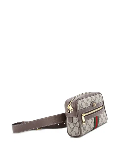 Pre-owned Gucci Ophidia Gg Coated Canvas Small Belt Bag In Brown