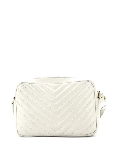 Pre-owned Saint Laurent Lou Camera Bag Matelasse Chevron Leather Small Crossbody Bag In Neutral