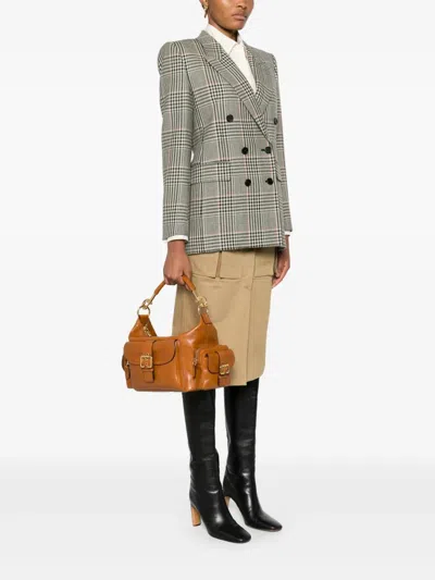 Chloé Camera Leather-trimmed Suede Shoulder Bag In Brown