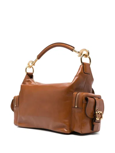Chloé Camera Leather-trimmed Suede Shoulder Bag In Brown