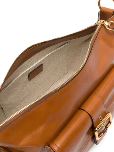 Chloé Camera Leather-trimmed Suede Shoulder Bag In Brown