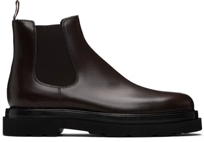 Paul Smith Brown Leather Beard Chelsea Boots In Black