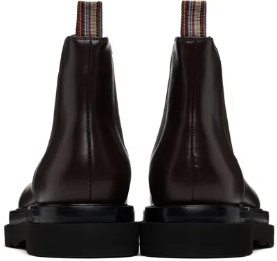 Paul Smith Brown Leather Beard Chelsea Boots In Black