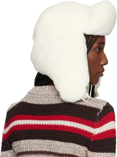 Marni Off-white Shearling Aviator Hat In White