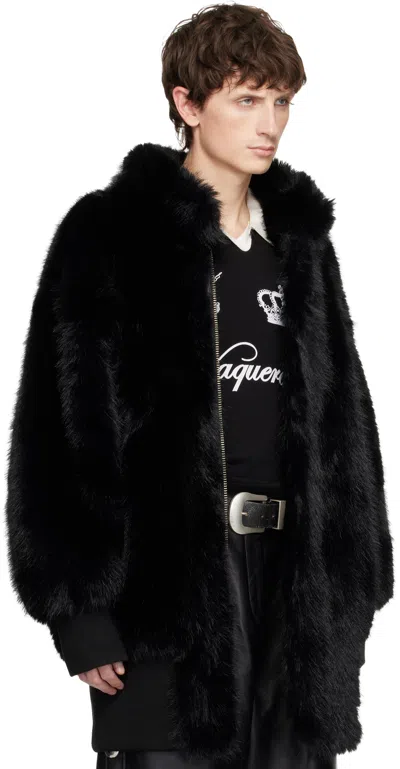Vaquera Black Faux-fur Bomber Coat In Black