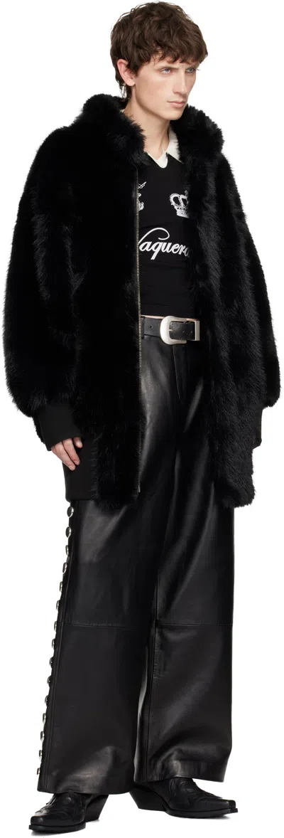 Vaquera Black Faux-fur Bomber Coat In Black