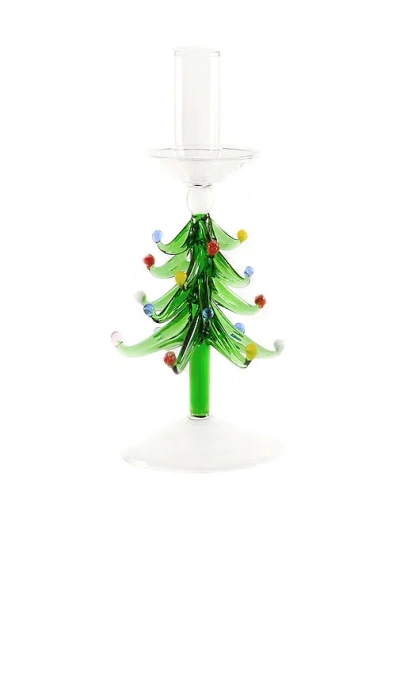 Cody Foster & Co Festive Fir Candlestick Holder In Green
