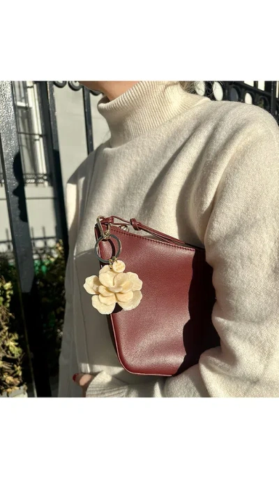 Solar Eclipse Handmade Origami Gardenia Flower Bag Charm + Keychain In Gold