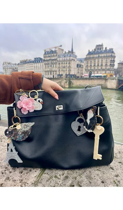 Solar Eclipse Hand-painted Pigeon Bag Charm + Keychain In Multi