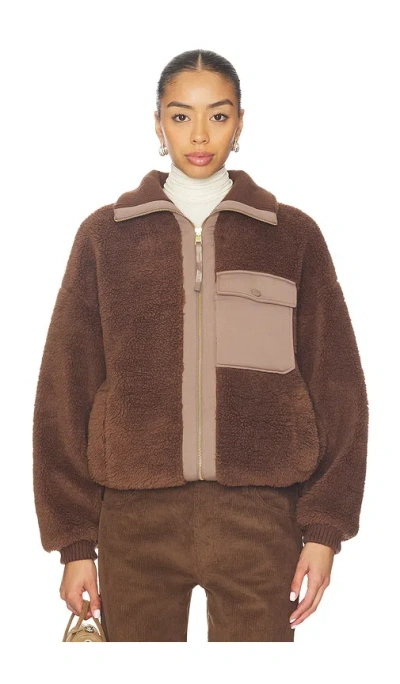 Varley Womens Lowell Sherpa Fleece Jacket Carafe In Brown