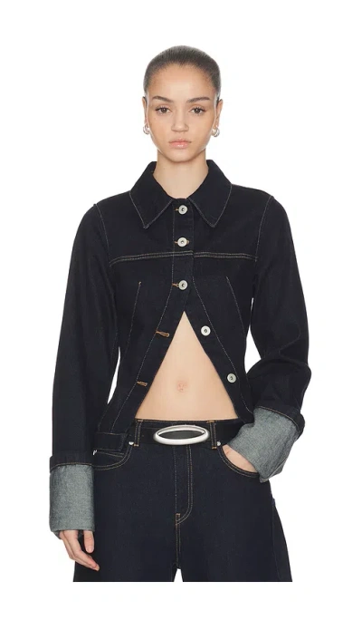 Haelo Cinch Back Trucker Jacket In Blue