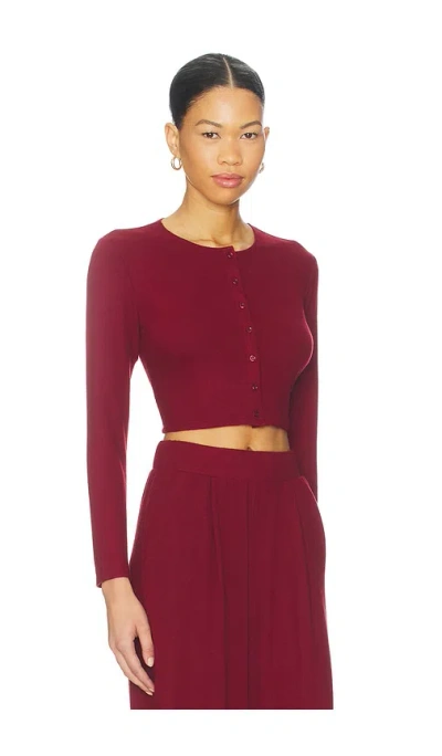 Leset Lauren Crop Cardigan Ii In Burgundy