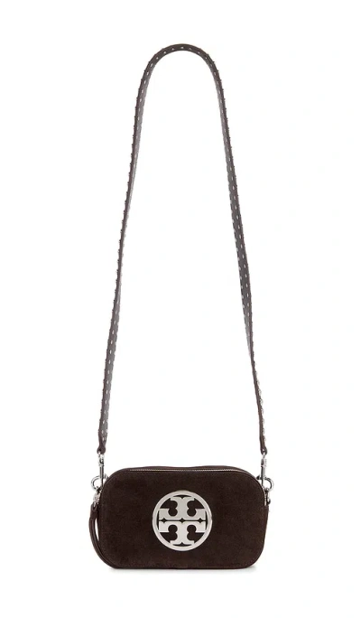 Tory Burch Miller Suede Mini Crossbody Bag In Black