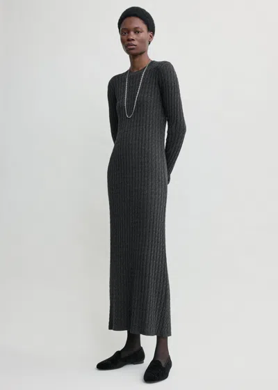 Totême Cable Knit Dress Charcoal In Black