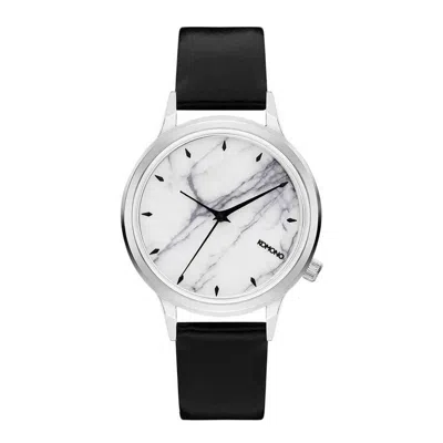 Komono Black Leather Dress Watch