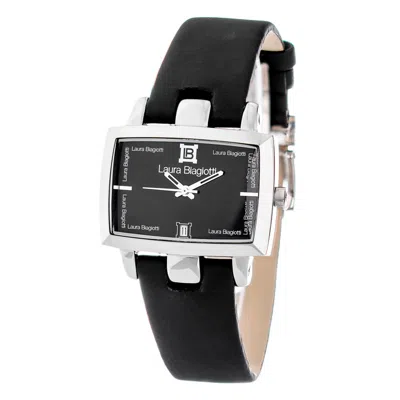 Laura Biagiotti Black Leather Dress Watch In Blue