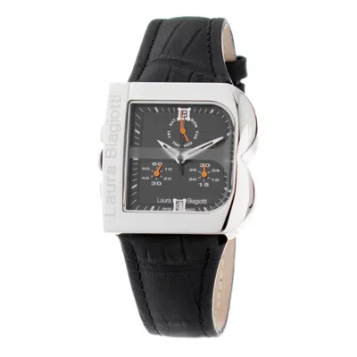 Laura Biagiotti Black Leather Dress Watch In Black