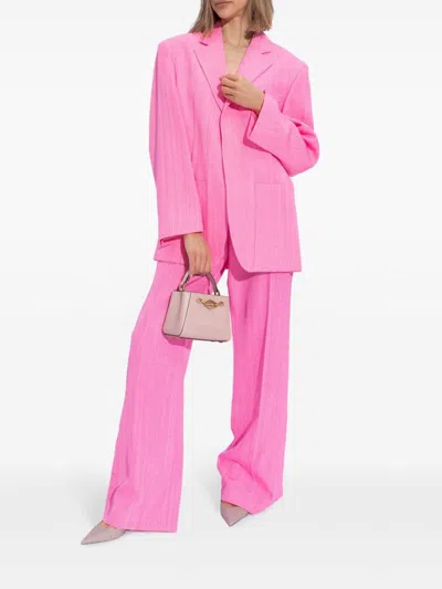 Jimmy Choo Bing 65 Glittered Leather Mules In Pink