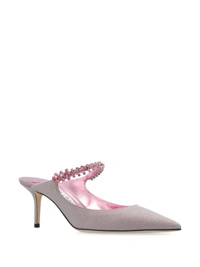 Jimmy Choo Bing 65 Glittered Leather Mules In Pink