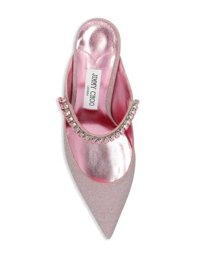 Jimmy Choo Bing 65 Glittered Leather Mules In Pink